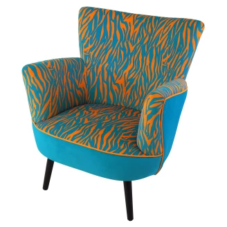 Werner Voss Fåtölj <strong>Zebra</strong>  Blå, Orange Sammet