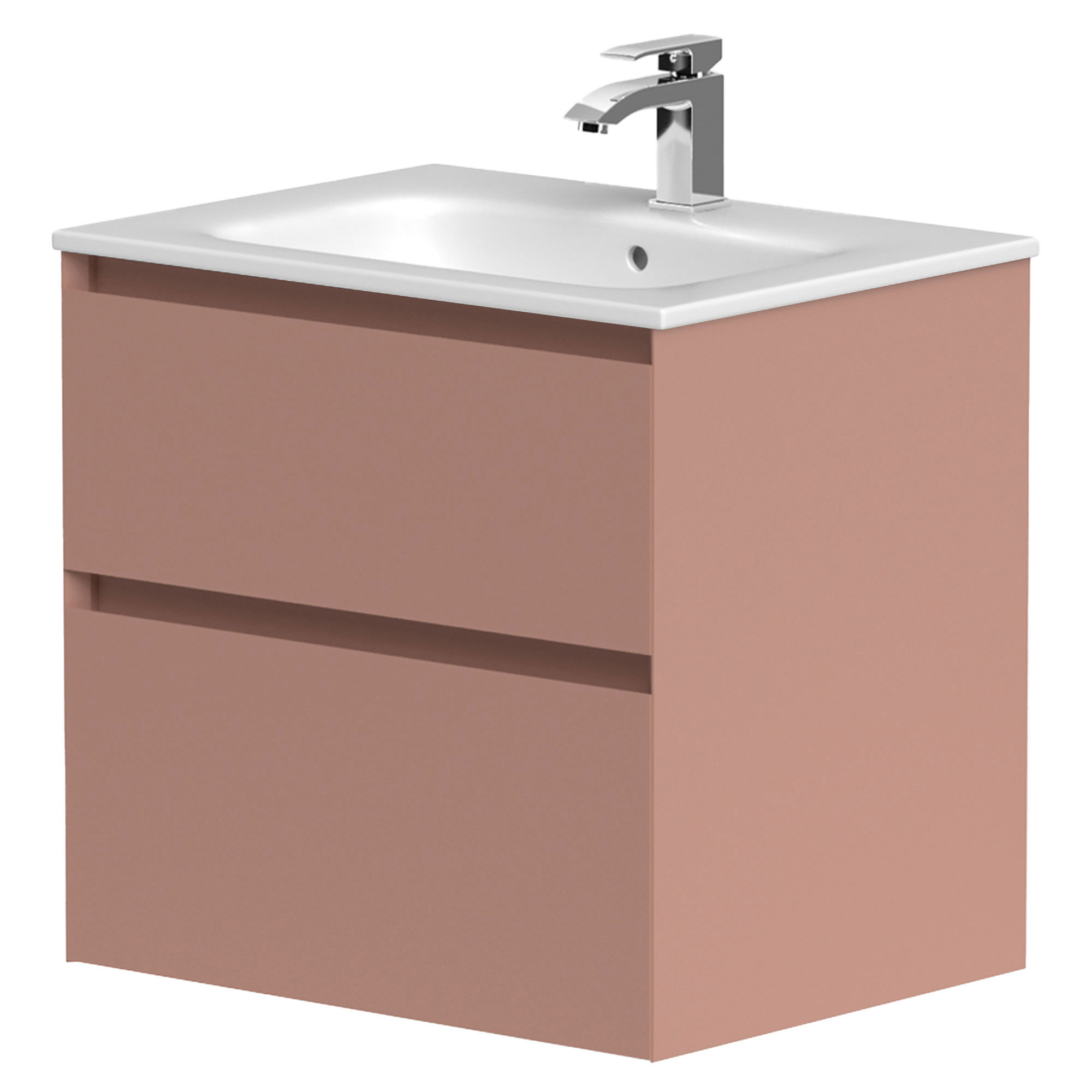 Tvättställsskåp Skift Rosa Matt 60 cm med Handfat Vit