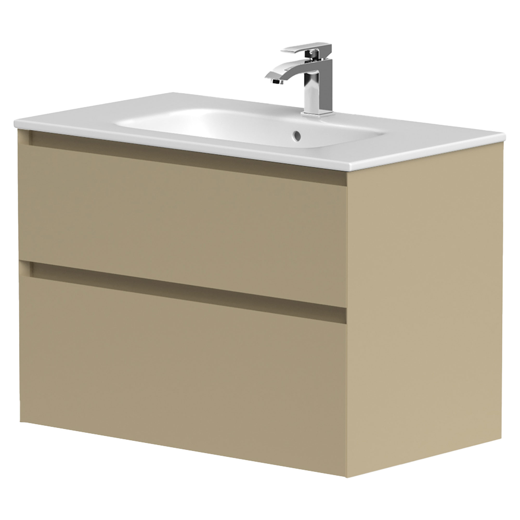 Tvättställsskåp Skift Beige Matt 80 cm med Handfat Vit