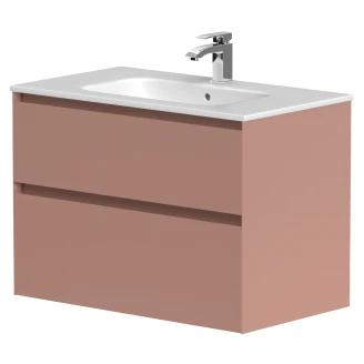 Tvättställsskåp <strong>Skift</strong>  Rosa Matt 80 cm med Handfat Vit