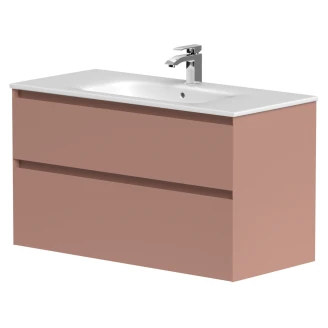 Tvättställsskåp <strong>Skift</strong>  Rosa Matt 100 cm med Handfat Vit