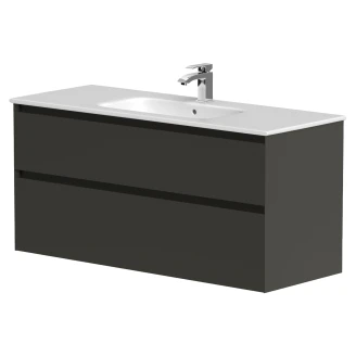 Tvättställsskåp <strong>Skift</strong>  Mörkgrå Matt 120 cm med Handfat Vit