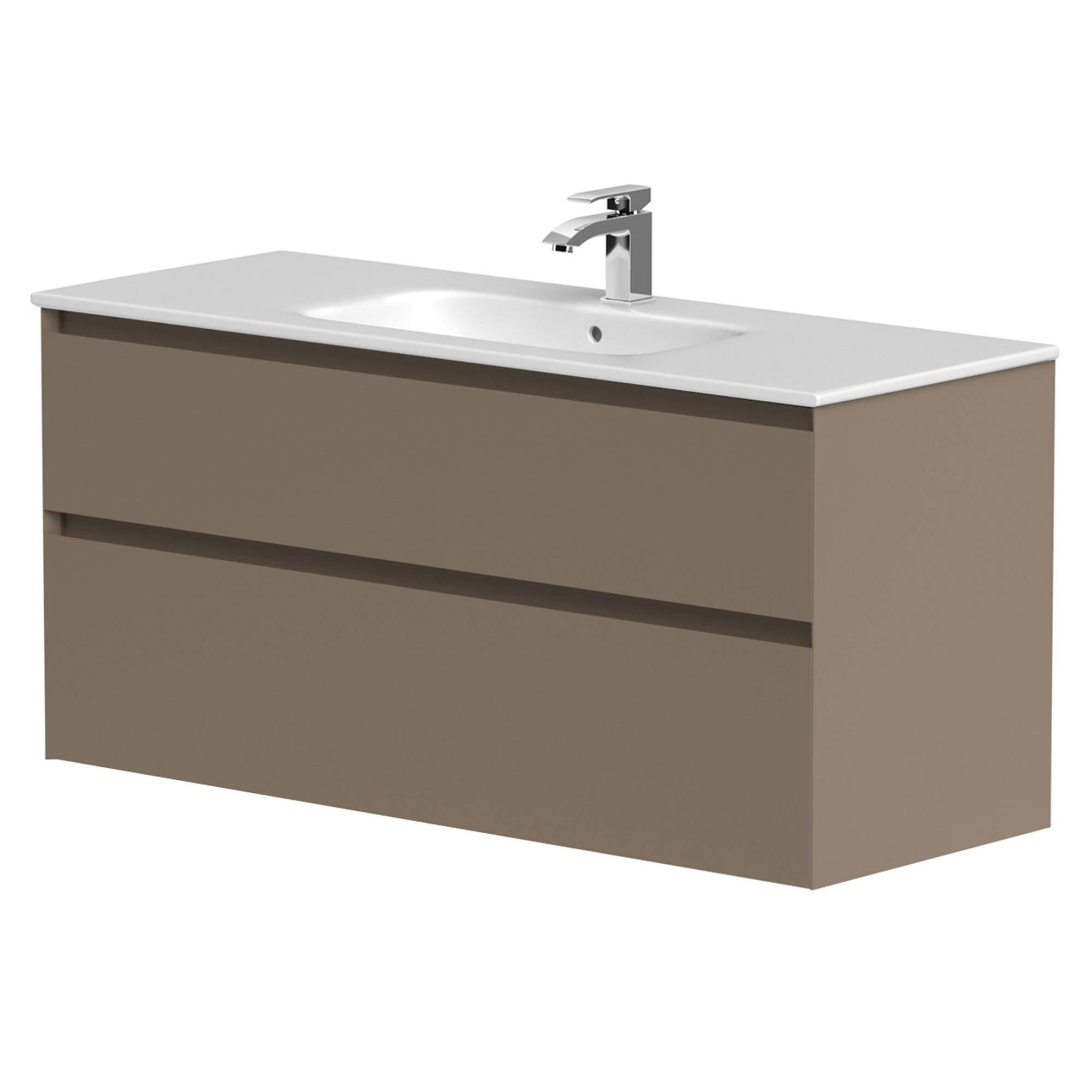 Badrumskommod Skift Brun Matt 120 cm med Handfat Vit