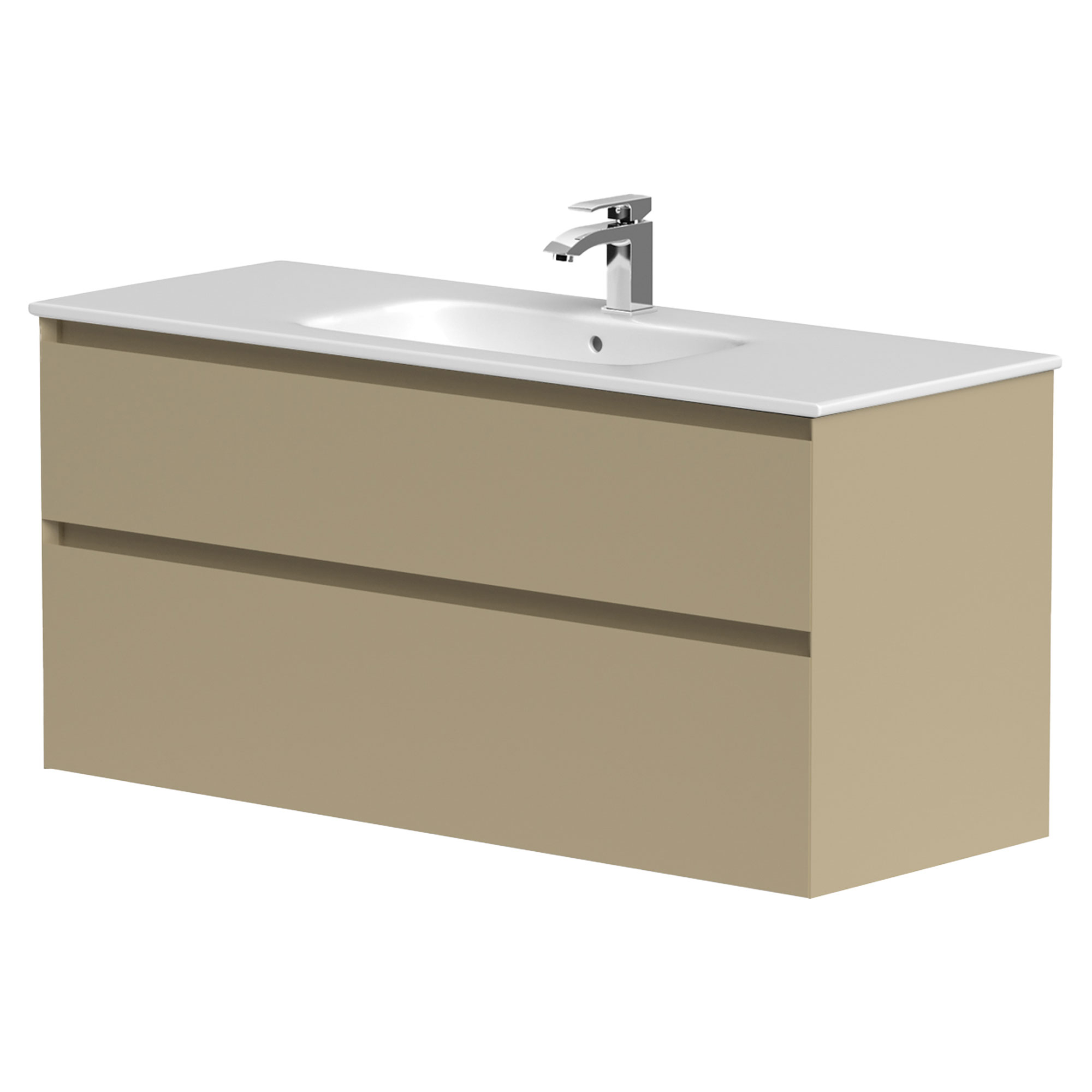 Badrumskommod Skift Beige Matt 120 cm med Handfat Vit