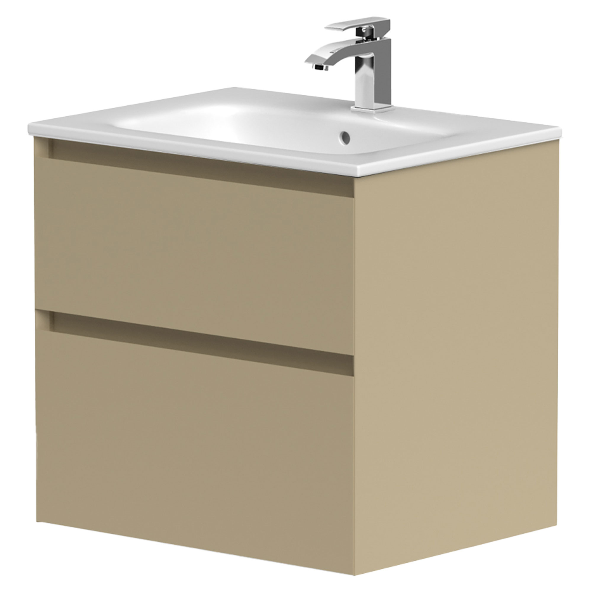 Tvättställsskåp Skift Beige Matt 60 cm med Handfat Vit