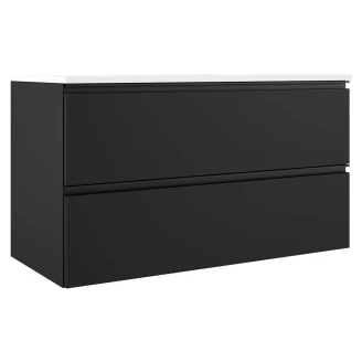 Tvättställsskåp <strong>Luna</strong>  Svart Matt 100 cm med Handfat Vit Blank