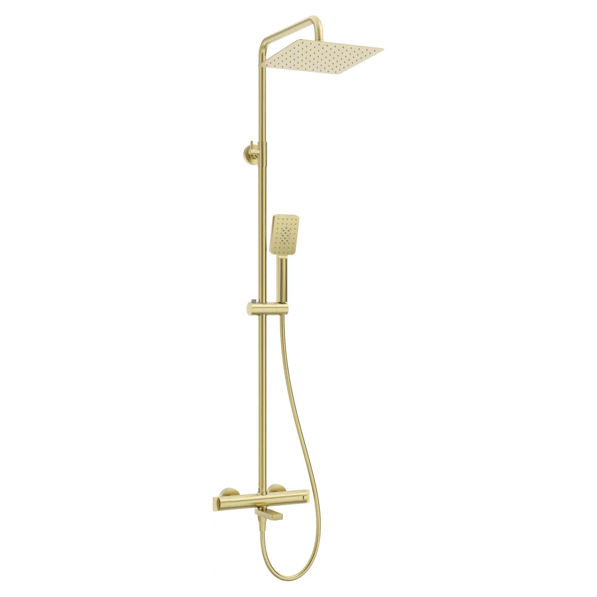 Takduschset med Badkarsblandare Therm Borstat Guld Matt med Termostat
