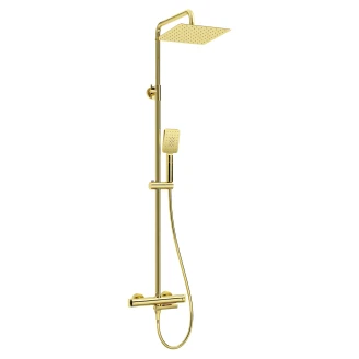 Takduschset med Badkarsblandare <strong>Therm</strong>  Gold Blank med Termostat