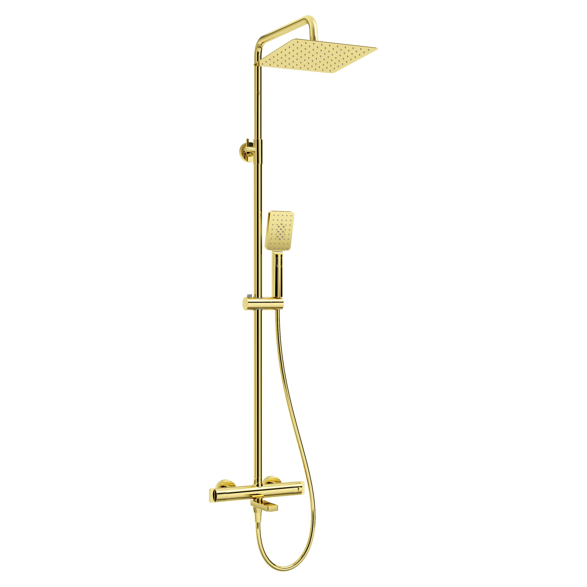 Takduschset med Badkarsblandare Therm Gold Blank med Termostat