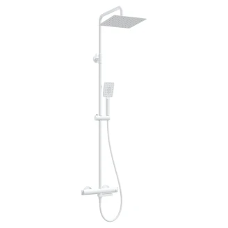 Takduschset med Badkarsblandare <strong>Therm</strong>  Vit Matt med Termostat