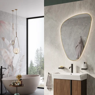 Spegel med Backlit <strong>Lucora</strong>  Guld 65x100 cm