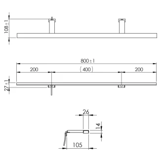 Spegelbelysning <strong>Lumea</strong>  Svart Matt 80 cm