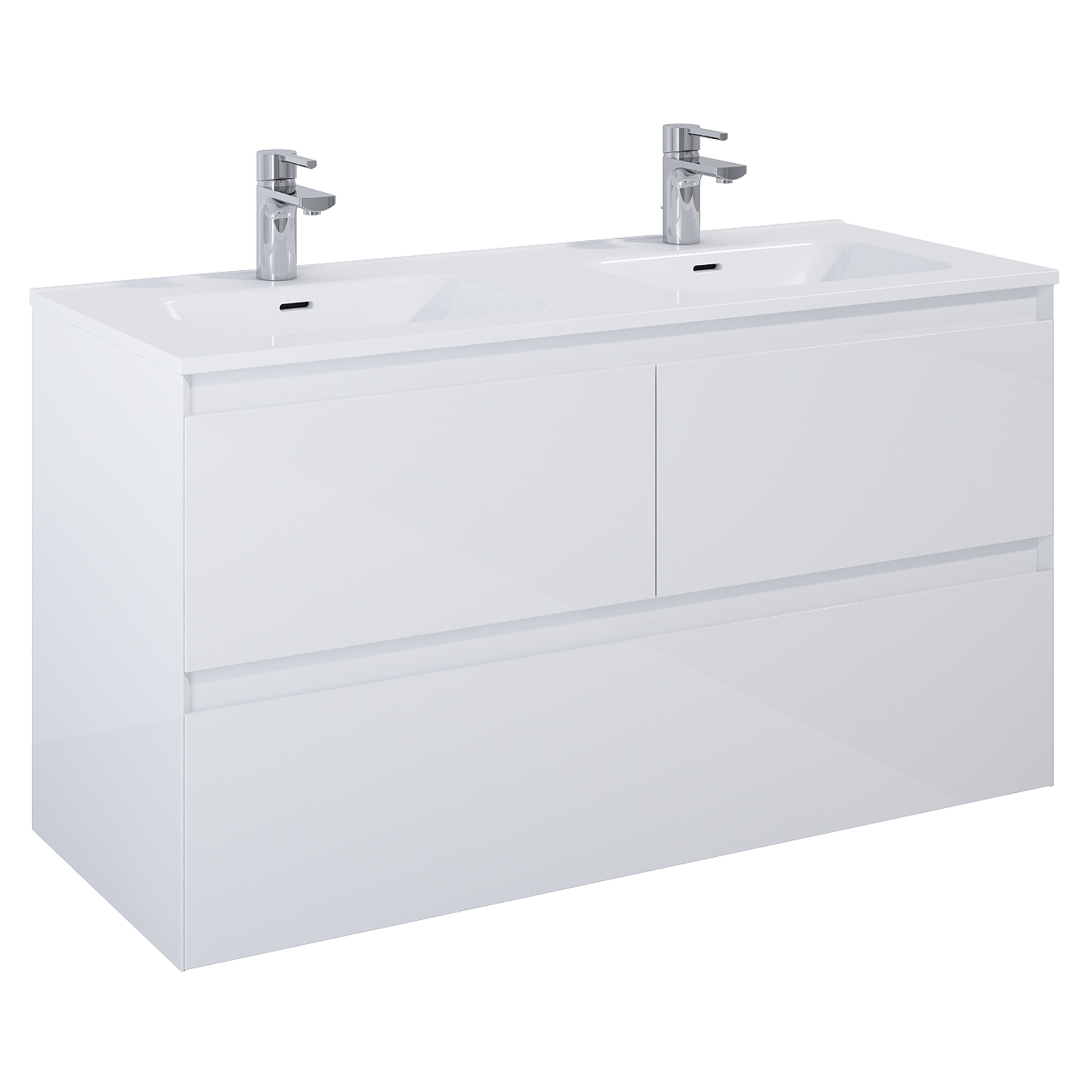 Dubbelt Tvättställsskåp Tivra Vit Blank 120 cm med Handfat Vit