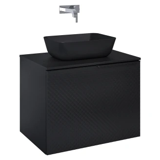 Tvättställsskåp <strong>Liryvia</strong>  Svart Matt 70 cm med Bänkskiva