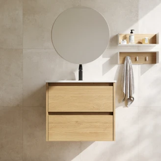 Hylle <strong>Norrvi</strong>  40 cm Hvit & Tre Light Oak Matt