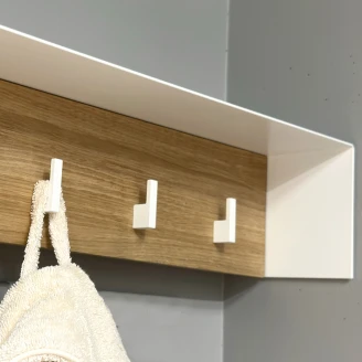 Klädhängare <strong>Norrvi</strong>  40 cm 3 Krokar Vit & Trä Light Oak Matt