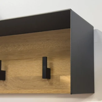 Klädhängare <strong>Norrvi</strong>  60 cm 5 Krokar Svart & Trä Light Oak Matt