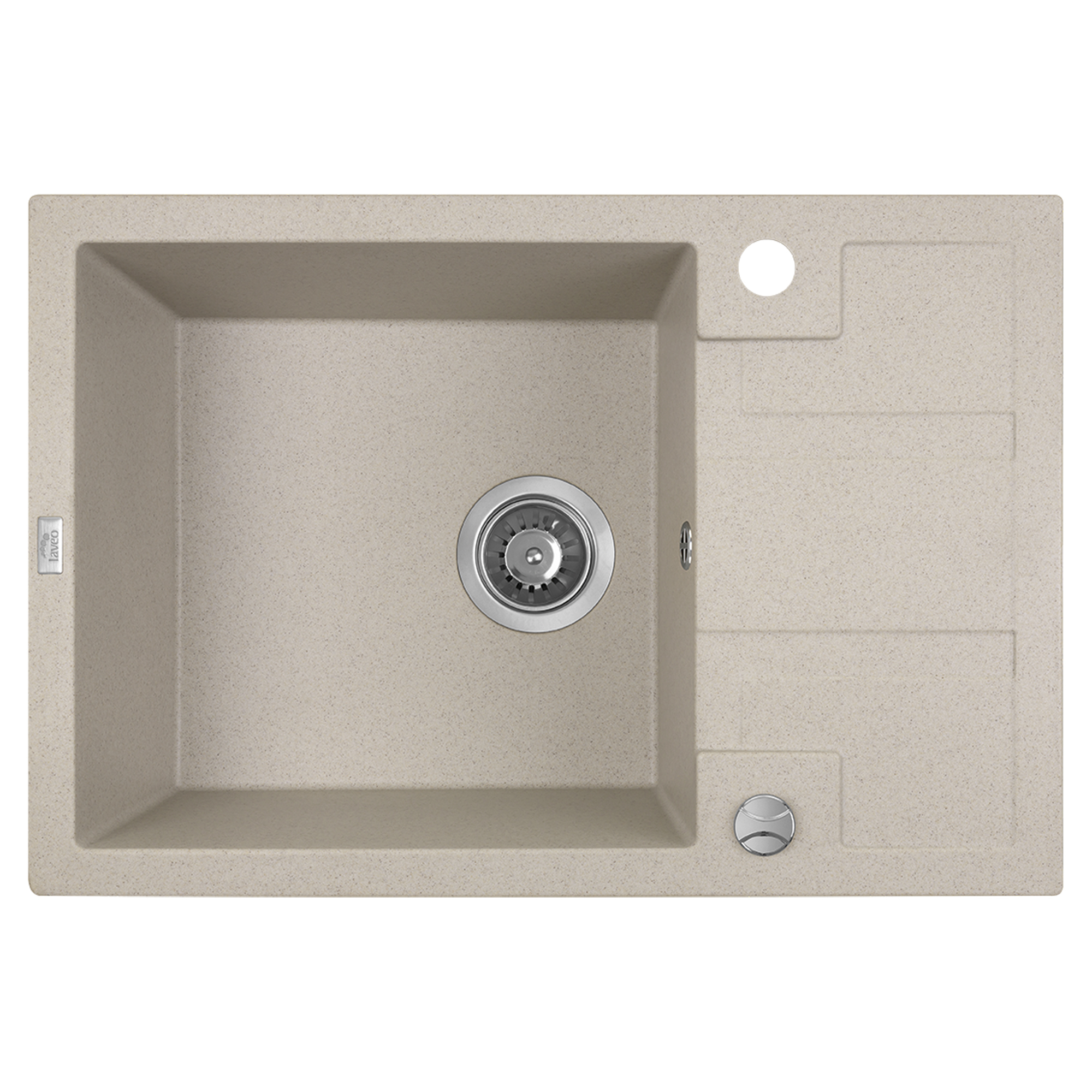 Granit Diskbänk Brava Beige Matt 65x44 cm med Vattenlås