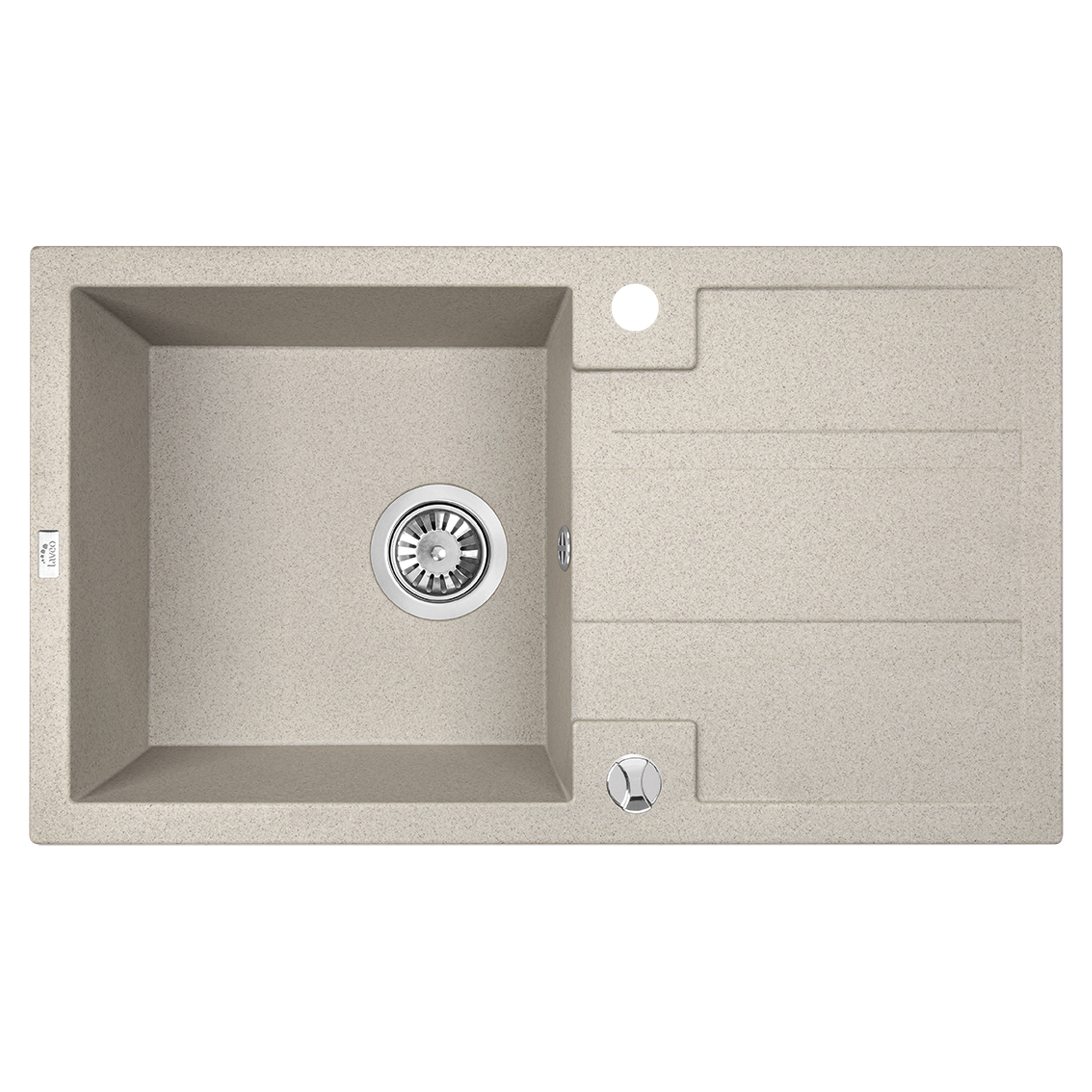 Granit Diskbänk Brava Beige Matt 76x44 cm med Vattenlås