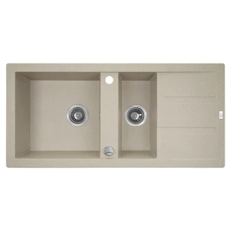 Granit Diskbänk <strong>Brava</strong>  Beige Matt 100x48 cm med Vattenlås