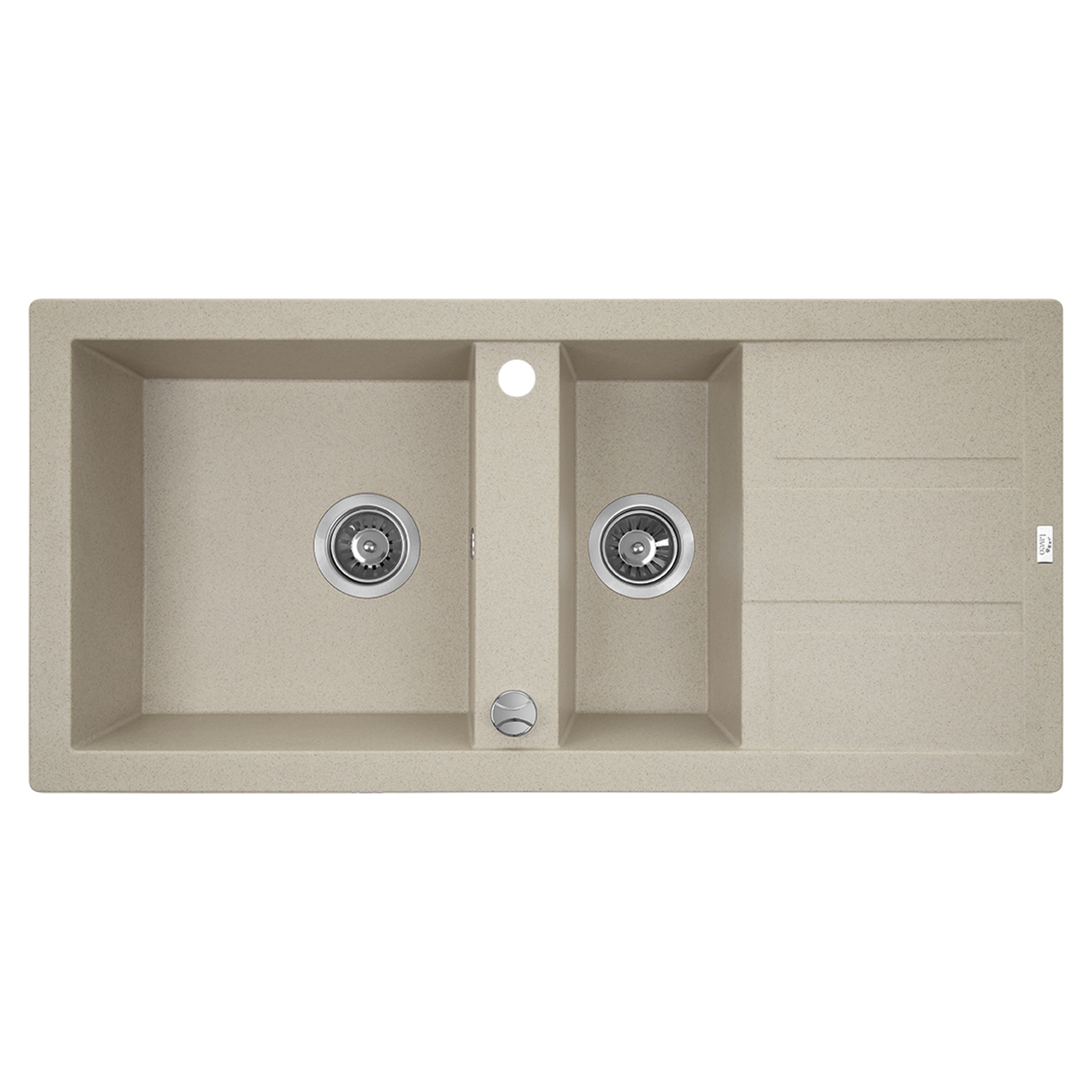 Granit Diskbänk Brava Beige Matt 100x48 cm med Vattenlås