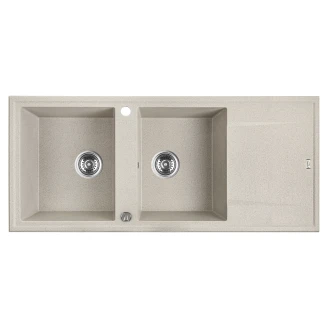 Granit Diskbänk <strong>Brenca</strong>  Beige Matt 116x50 cm med Vattenlås