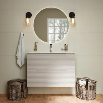 Tvättställsskåp <strong>Ramos</strong>  Beige Matt 80 cm med Handfat