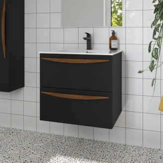 Tvättställsskåp <strong>Impero</strong>  Svart Matt 60 cm med Handfat