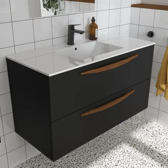 Tvättställsskåp <strong>Impero</strong>  Svart Matt 100 cm med Handfat