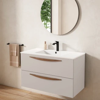 Tvättställsskåp <strong>Impero</strong>  Beige Matt 100 cm med Handfat