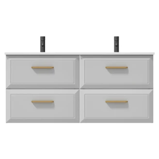 Dubbelt Tvättställsskåp Gold <strong>Tandem</strong>  Vit 120 cm med Handfat Vit Blank