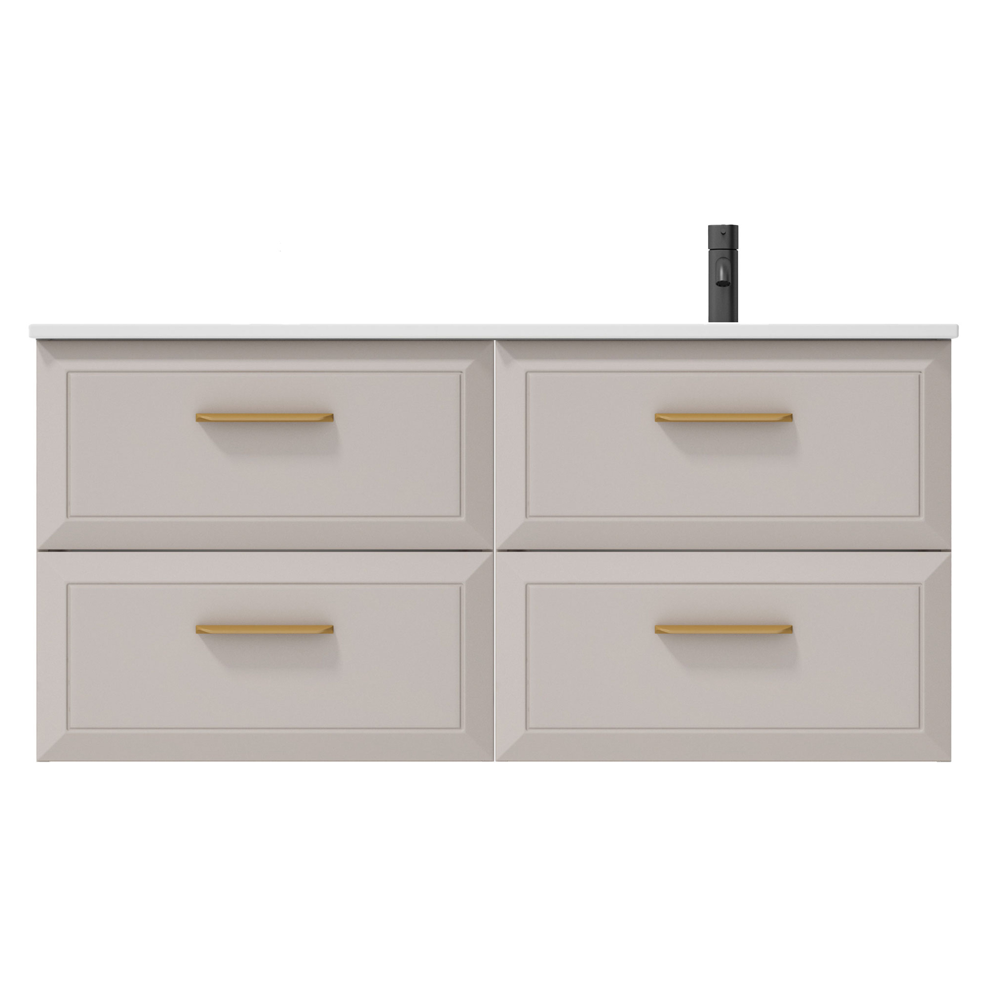 Tvättställsskåp Gold Tandem Beige 120 cm med Höger Handfat Vit Matt