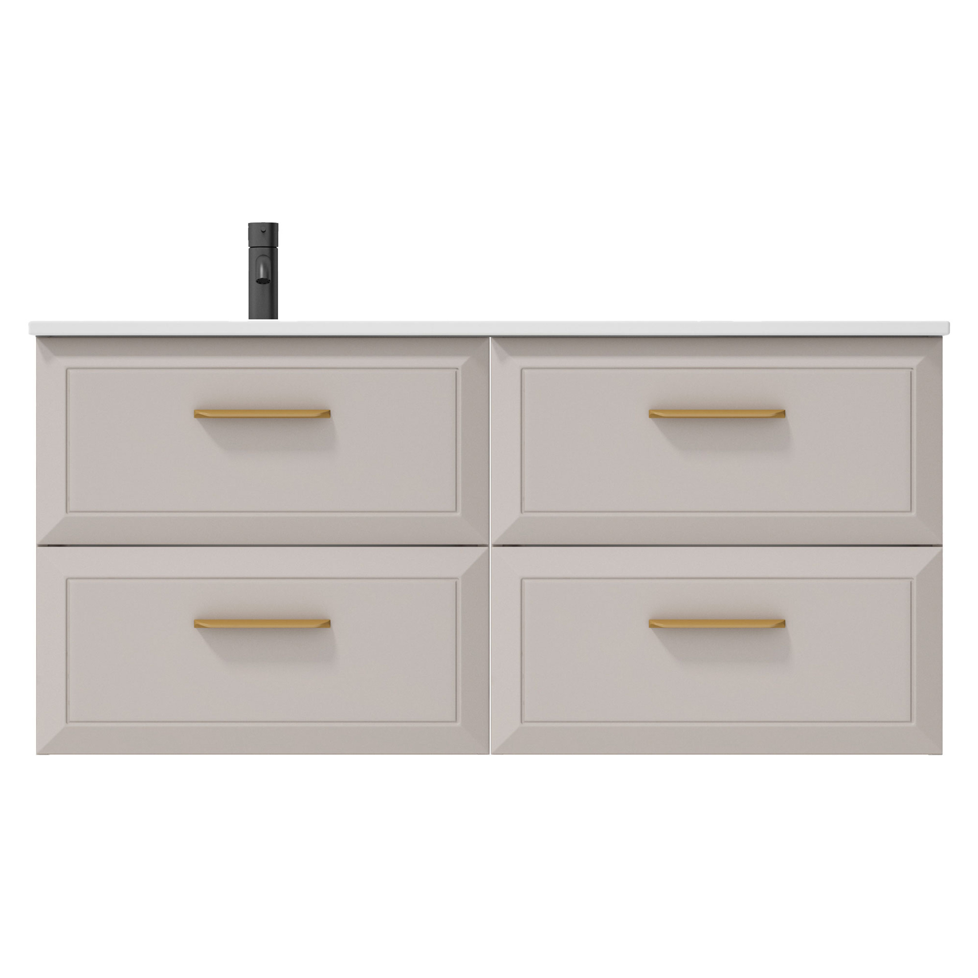 Tvättställsskåp Gold Tandem Beige 120 cm med Vänster Handfat Vit Matt