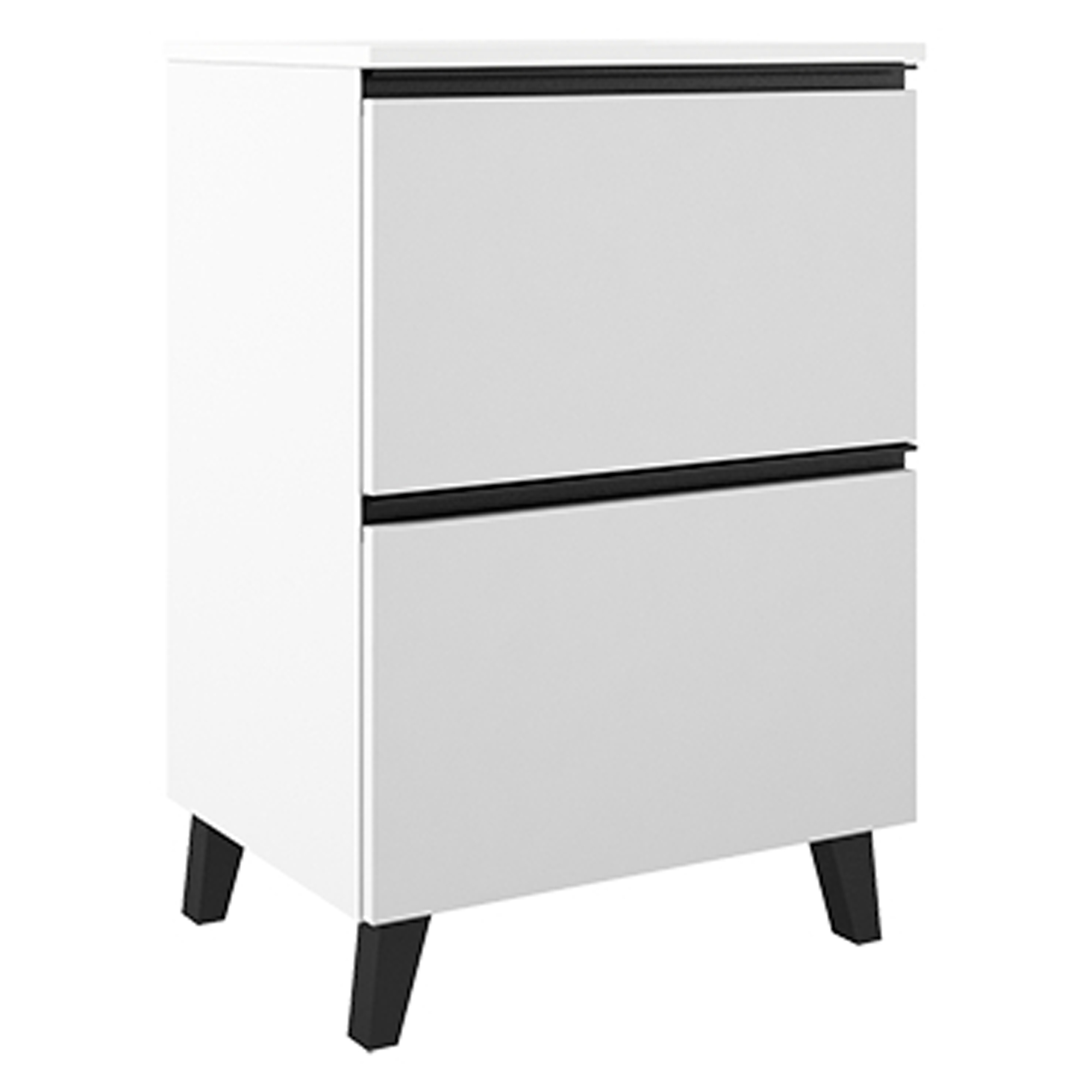 Tvättställsskåp Luna Vit 60 cm med Två Lådor & Handfat Vit Blank