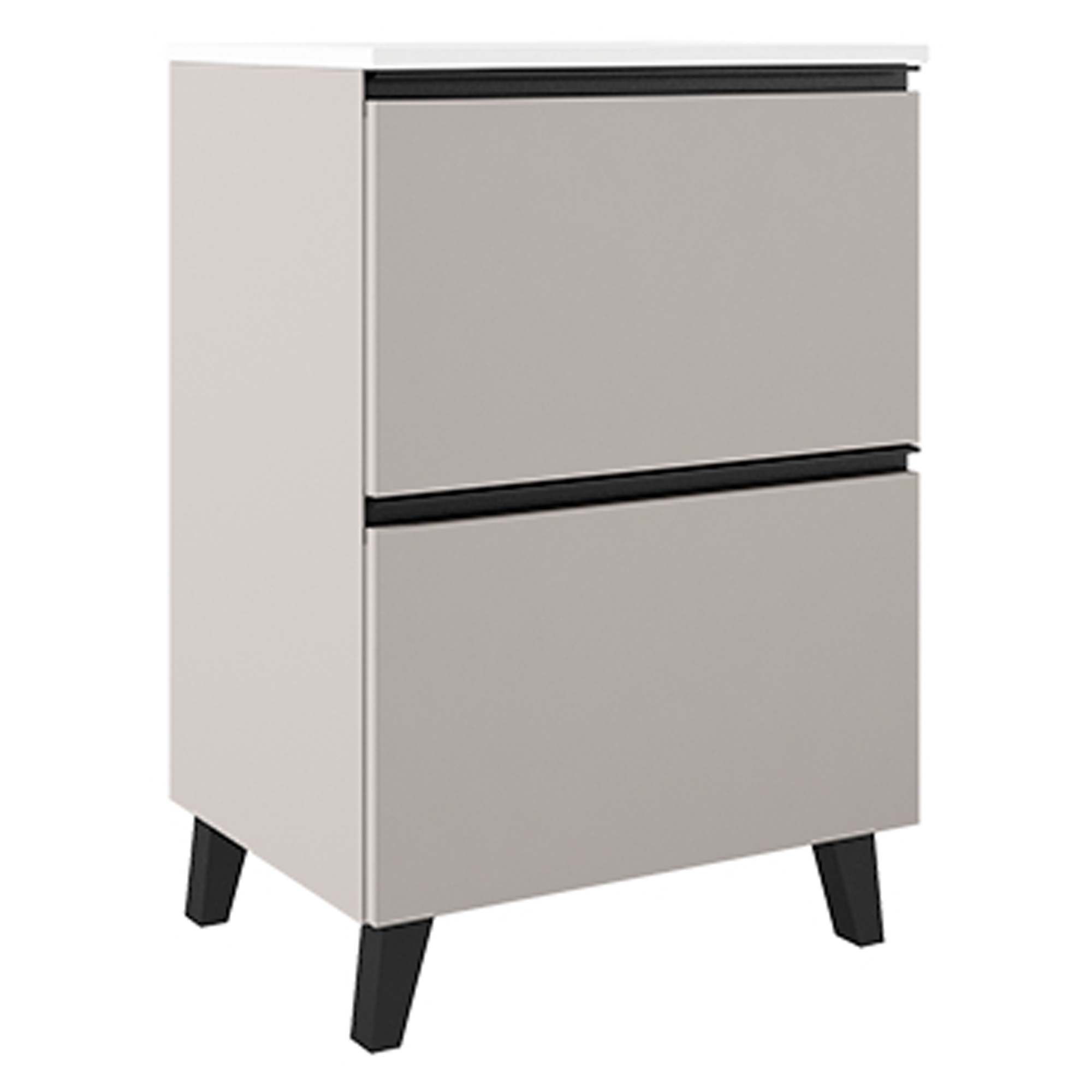 Tvättställsskåp Luna Beige 60 cm med Två Lådor & Handfat Vit Blank