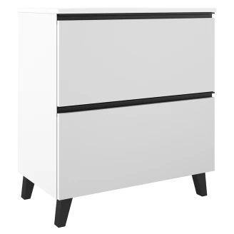 Tvättställsskåp <strong>Luna</strong>  Vit 80 cm med Två Lådor & Handfat Vit Blank