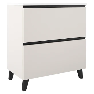 Tvättställsskåp <strong>Luna</strong>  Beige 80 cm med Två Lådor & Handfat Vit Blank