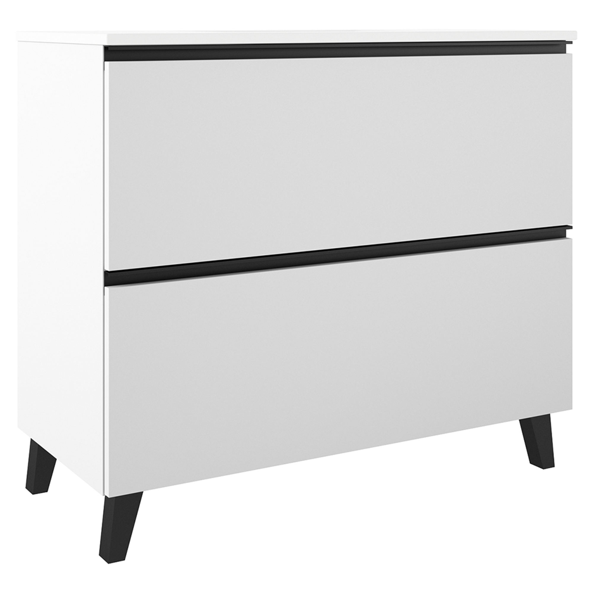 Tvättställsskåp Luna Vit 100 cm med Två Lådor & Handfat Vit Blank