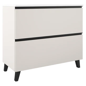 Tvättställsskåp <strong>Luna</strong>  Beige 100 cm med Två Lådor & Handfat Vit Blank