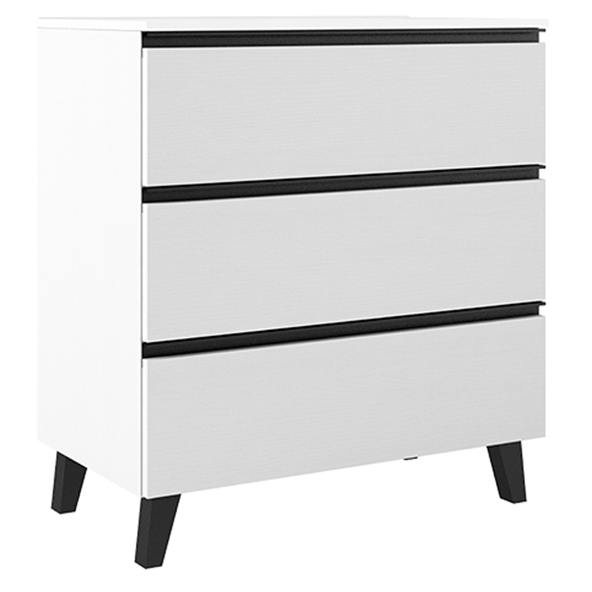 Tvättställsskåp Luna Vit 80 cm med Tre Lådor & Handfat Vit Blank
