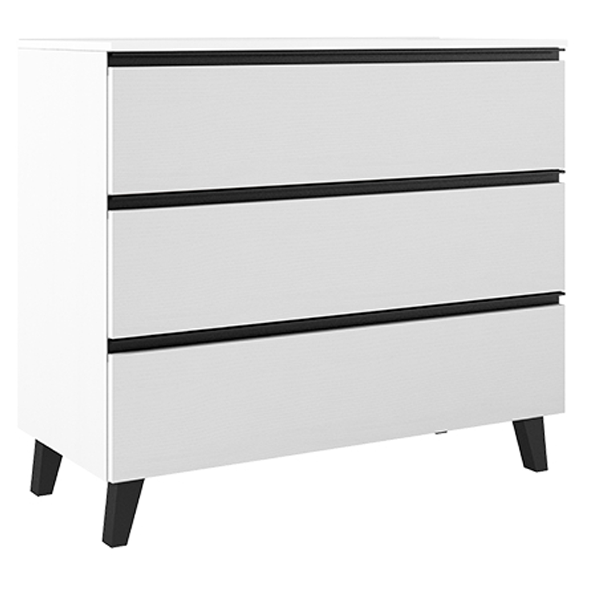 Tvättställsskåp Luna Vit 100 cm med Tre Lådor & Handfat Vit Blank