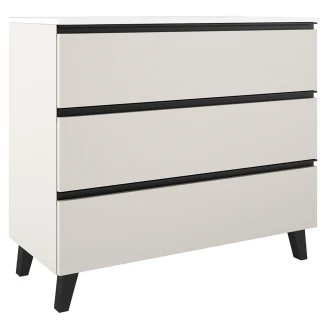 Tvättställsskåp <strong>Luna</strong>  Beige 100 cm med Tre Lådor & Handfat Vit Blank