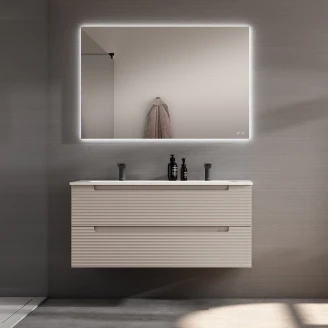 Dubbelt Tvättställsskåp <strong>Ramos</strong>  Beige Matt 120 cm med Handfat