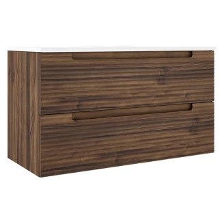 Tvättställsskåp <strong>Ramos</strong>  Walnut Matt 100 cm med Handfat