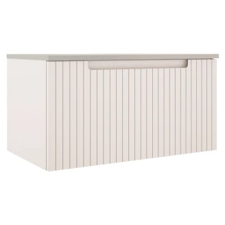 Tvättställsskåp <strong>Ribb</strong>  Beige Matt 80 cm med Beige Bänkskiva