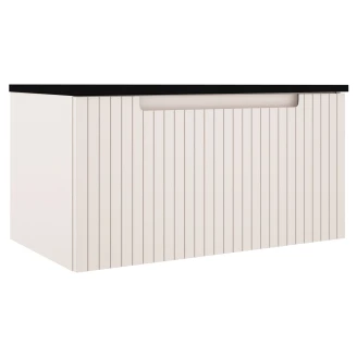 Tvättställsskåp <strong>Ribb</strong>  Beige Matt 80 cm med Svart Bänkskiva