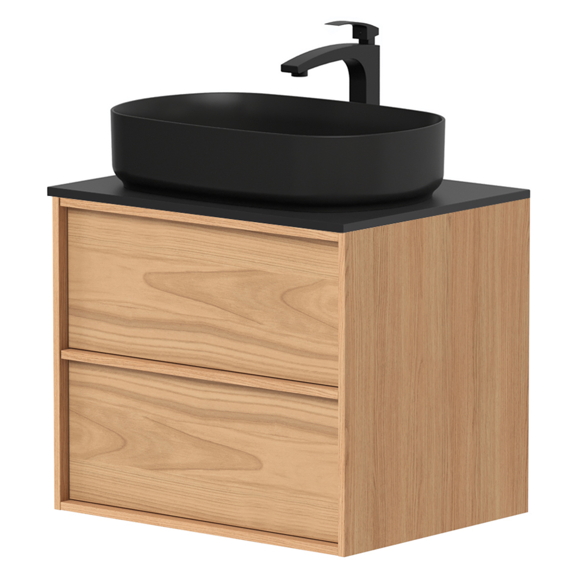 Tvättställsskåp Ekskär Ekfaner Spring Matt 60 cm med Bänkskiva Svart Matt