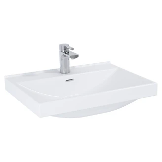 Tvättställsskåp Jardin Dimmgrå Matt 60 cm med Handfat Vit Blank & Handtagen Krom