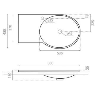 Bathco Tvättställ <strong>Resin</strong>  Nantes Vit Blank 80 cm