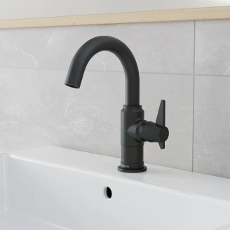 Tvättställsblandare med Ett Handtag <strong>Temisto</strong>  Svart Matt 22.7 cm